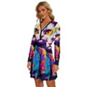 Wild cat Long Sleeve Deep V Mini Dress  View2