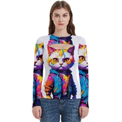 Wild Cat Women s Cut Out Long Sleeve T-shirt by Sosodesigns19