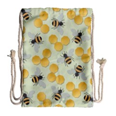 Bees Pattern Honey Bee Bug Honeycomb Honey Beehive Drawstring Bag (large) by Bedest