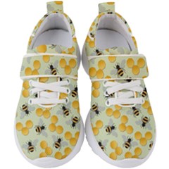 Bees Pattern Honey Bee Bug Honeycomb Honey Beehive Kids  Velcro Strap Shoes by Bedest