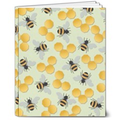 Bees Pattern Honey Bee Bug Honeycomb Honey Beehive 8  X 10  Softcover Notebook by Bedest