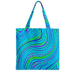 Pattern Swirl Pink Green Aqua Zipper Grocery Tote Bag by Ndabl3x