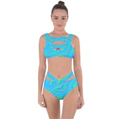 Pattern Swirl Pink Green Aqua Bandaged Up Bikini Set  by Ndabl3x