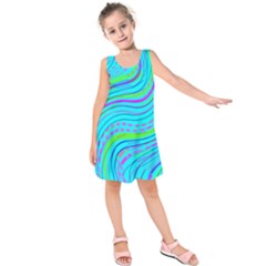 Pattern Swirl Pink Green Aqua Kids  Sleeveless Dress by Ndabl3x