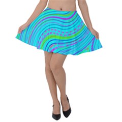 Pattern Swirl Pink Green Aqua Velvet Skater Skirt