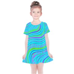 Pattern Swirl Pink Green Aqua Kids  Simple Cotton Dress by Ndabl3x