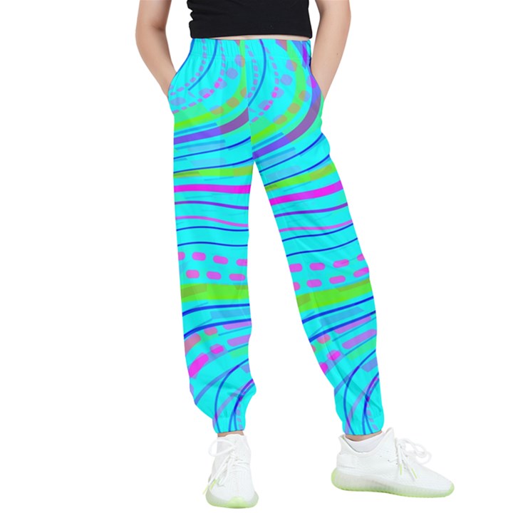 Pattern Swirl Pink Green Aqua Kids  Joggers