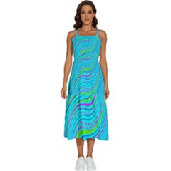 Pattern Swirl Pink Green Aqua Sleeveless Shoulder Straps Boho Dress by Ndabl3x