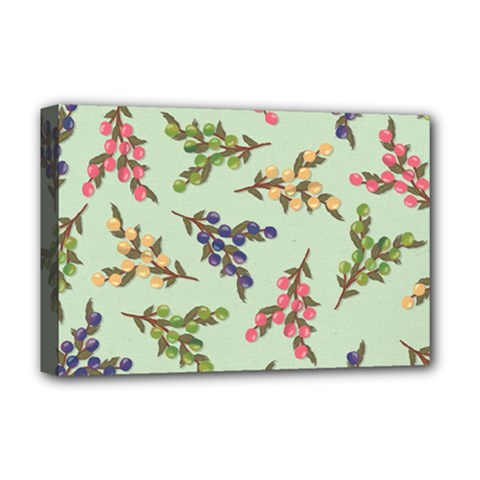 Berries Flowers Pattern Print Deluxe Canvas 18  X 12  (stretched)