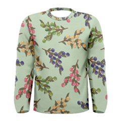 Berries Flowers Pattern Print Men s Long Sleeve T-shirt