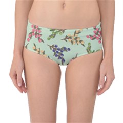 Berries Flowers Pattern Print Mid-waist Bikini Bottoms