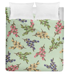 Berries Flowers Pattern Print Duvet Cover Double Side (queen Size)