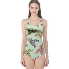 Berries Flowers Pattern Print One Piece Swimsuit