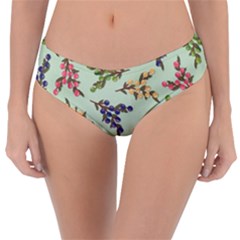 Berries Flowers Pattern Print Reversible Classic Bikini Bottoms by Maspions