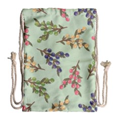 Berries Flowers Pattern Print Drawstring Bag (large)