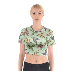 Berries Flowers Pattern Print Cotton Crop Top