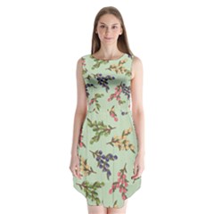 Berries Flowers Pattern Print Sleeveless Chiffon Dress  