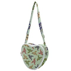 Berries Flowers Pattern Print Heart Shoulder Bag by Maspions