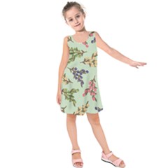 Berries Flowers Pattern Print Kids  Sleeveless Dress