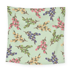 Berries Flowers Pattern Print Square Tapestry (large)