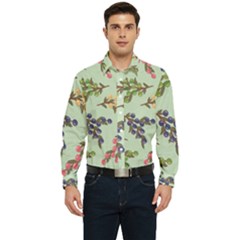 Berries Flowers Pattern Print Men s Long Sleeve  Shirt