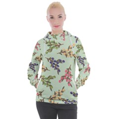 Berries Flowers Pattern Print Women s Hooded Pullover