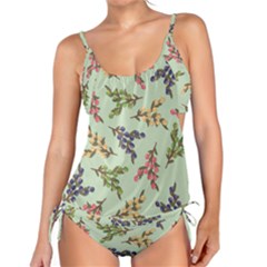 Berries Flowers Pattern Print Tankini Set