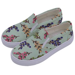 Berries Flowers Pattern Print Kids  Canvas Slip Ons