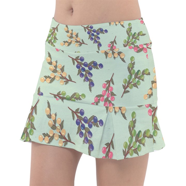 Berries Flowers Pattern Print Classic Tennis Skirt