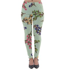 Berries Flowers Pattern Print Lightweight Velour Leggings