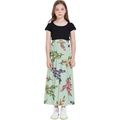 Berries Flowers Pattern Print Kids  Flared Maxi Skirt