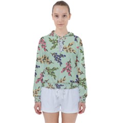 Berries Flowers Pattern Print Women s Tie Up Sweat