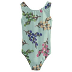 Berries Flowers Pattern Print Kids  Cut-out Back One Piece Swimsuit