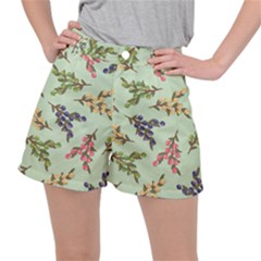 Berries Flowers Pattern Print Women s Ripstop Shorts