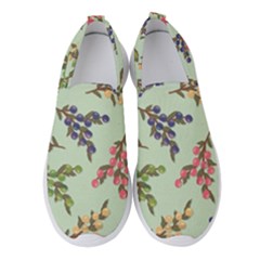 Berries Flowers Pattern Print Women s Slip On Sneakers