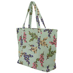 Berries Flowers Pattern Print Zip Up Canvas Bag by Maspions