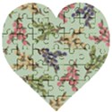 Berries Flowers Pattern Print Wooden Puzzle Heart View1