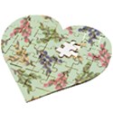 Berries Flowers Pattern Print Wooden Puzzle Heart View2