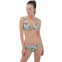 Berries Flowers Pattern Print Ring Detail Crop Bikini Set