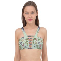 Berries Flowers Pattern Print Cage Up Bikini Top