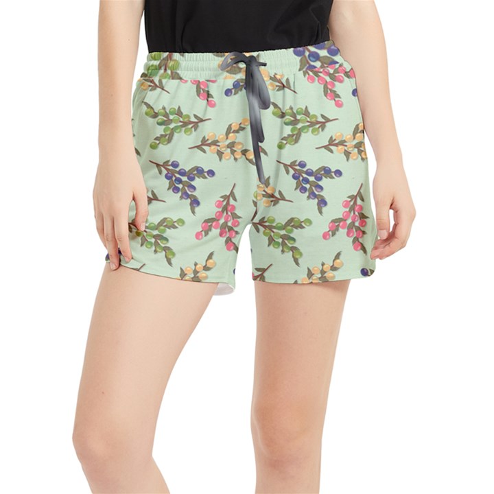 Berries Flowers Pattern Print Women s Runner Shorts