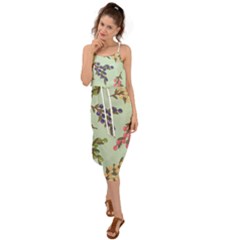 Berries Flowers Pattern Print Waist Tie Cover Up Chiffon Dress by Maspions