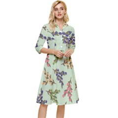 Berries Flowers Pattern Print Classy Knee Length Dress