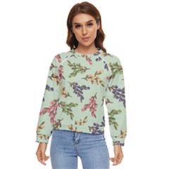 Berries Flowers Pattern Print Women s Long Sleeve Raglan T-shirt