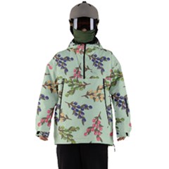 Berries Flowers Pattern Print Men s Ski And Snowboard Waterproof Breathable Jacket