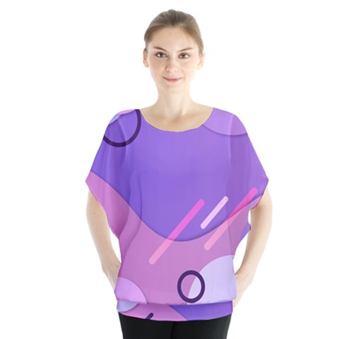 Colorful Labstract Wallpaper Theme Batwing Chiffon Blouse by Apen