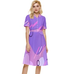 Colorful Labstract Wallpaper Theme Button Top Knee Length Dress by Apen