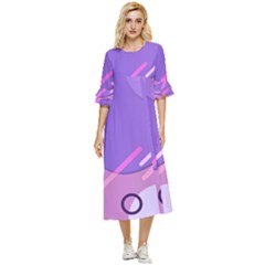 Colorful Labstract Wallpaper Theme Double Cuff Midi Dress by Apen