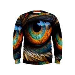 Eye Bird Feathers Vibrant Kids  Sweatshirt by Hannah976