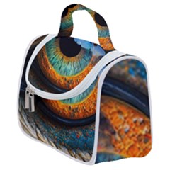 Eye Bird Feathers Vibrant Satchel Handbag by Hannah976